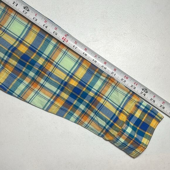 Woolrich Blue & Yellow Plaid Button Up Top 100% Organic Cotton Men's Size Large! - Picture 8 of 8